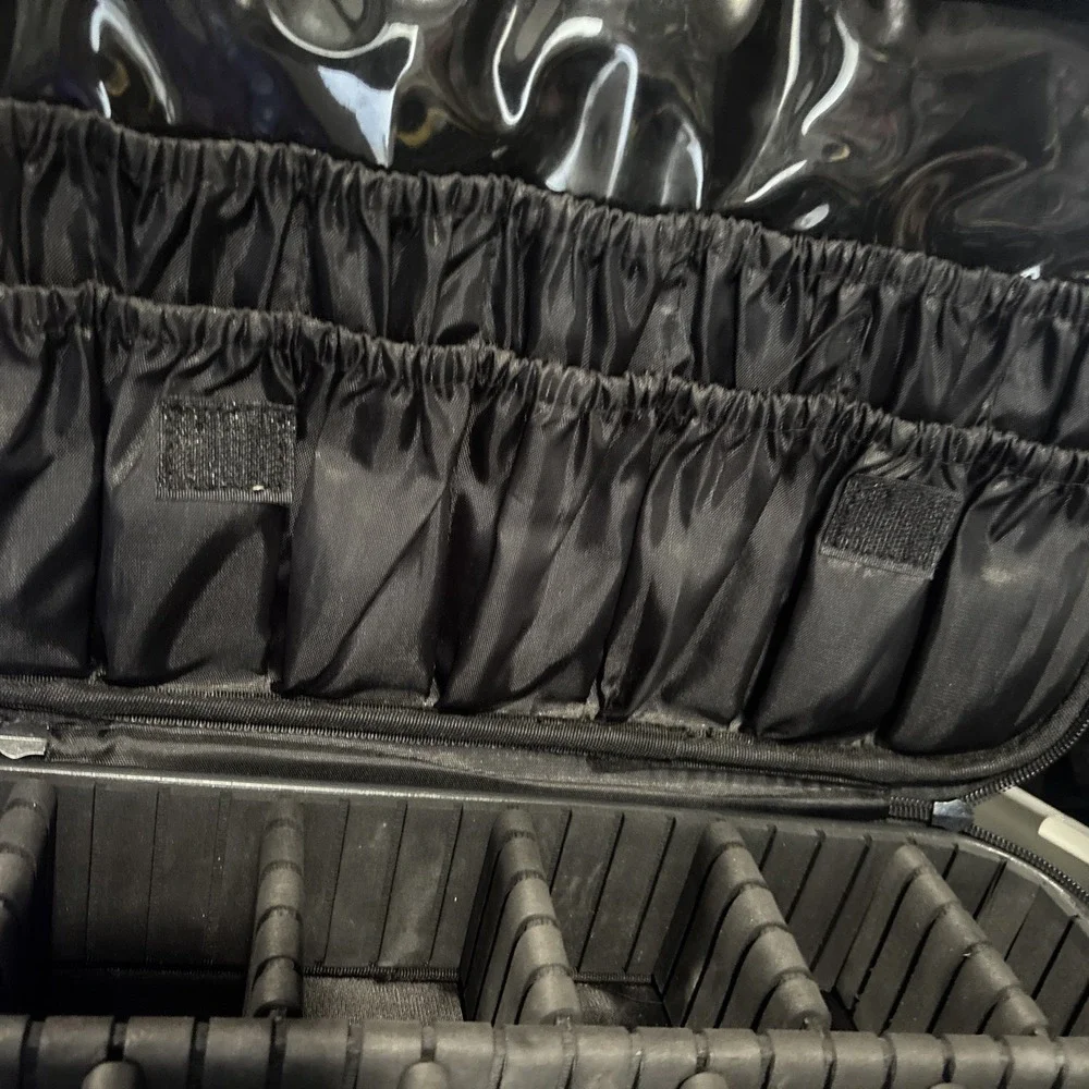VASKER Travel Organizer Case - Adjustable Dividers Makeup Tech Hobby Bag Black